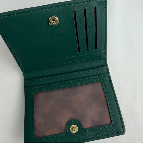 NWOT Small Women Wallet RFID Blocking Bifold Pocket- Green with gold butterfly - Picture 4 of 5